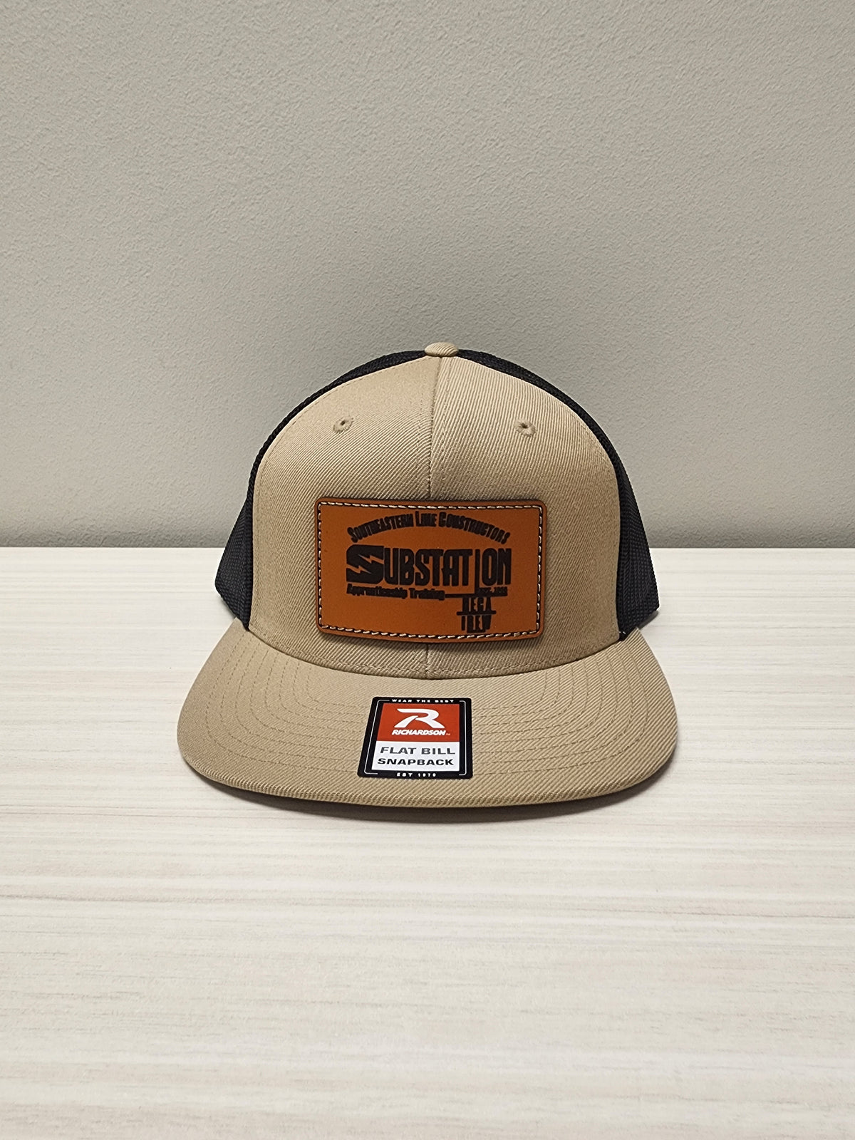 SELCAT Substation Leather Patch logo Richardson Flat Bill Trucker Cap-511