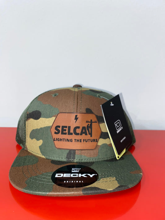 Youth Size SELCAT Lighting the Future Decky brand with leather patch Camo Hat