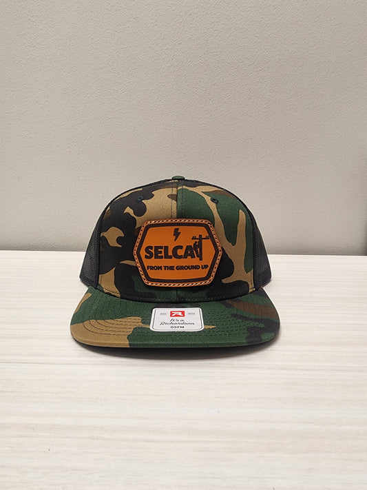 SELCAT From the Ground Up Leather Patch logo Richardson Flat Bill Trucker Cap-511