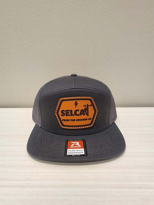 SELCAT From the Ground Up Leather Patch logo Richardson Seven Panel Trucker Cap-168