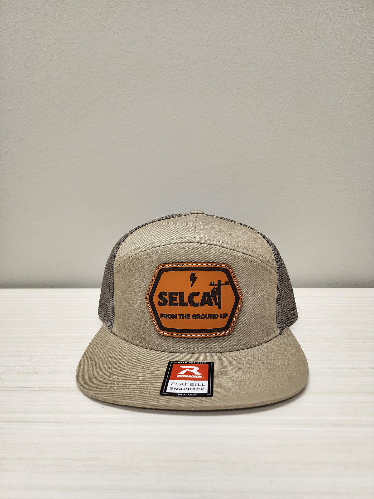 SELCAT From the Ground Up Leather Patch logo Richardson Seven Panel Trucker Cap-168