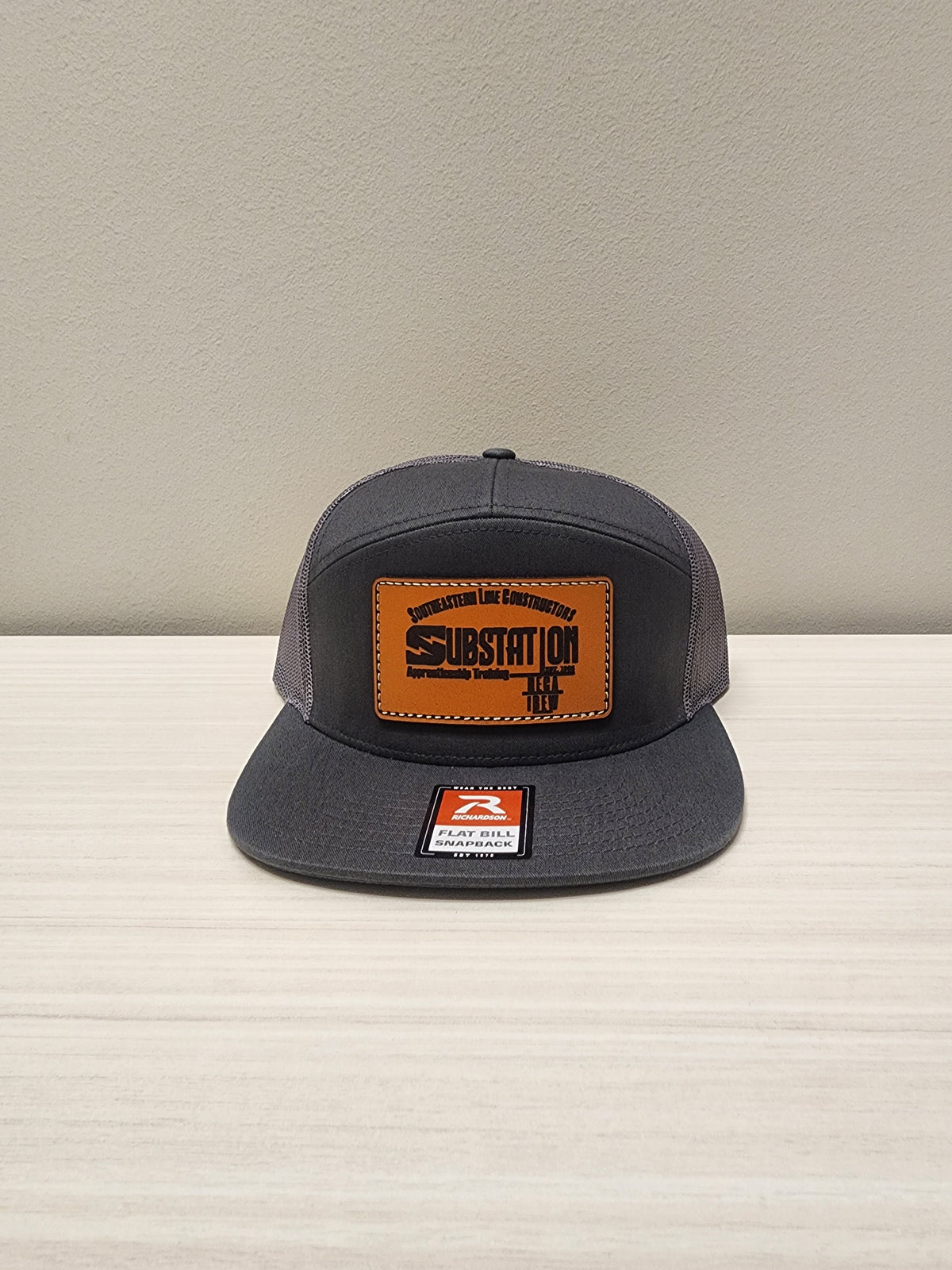 SELCAT Substation Leather Patch logo Richardson Seven Panel Trucker Cap-168