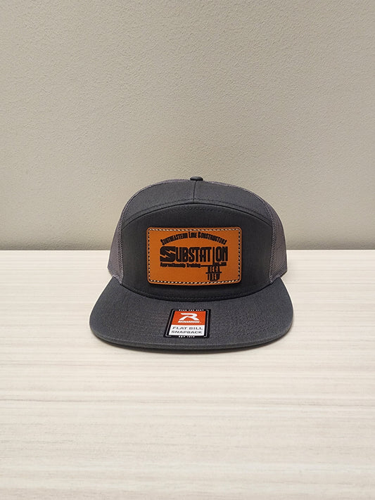 SELCAT Substation Leather Patch logo Richardson Seven Panel Trucker Cap-168
