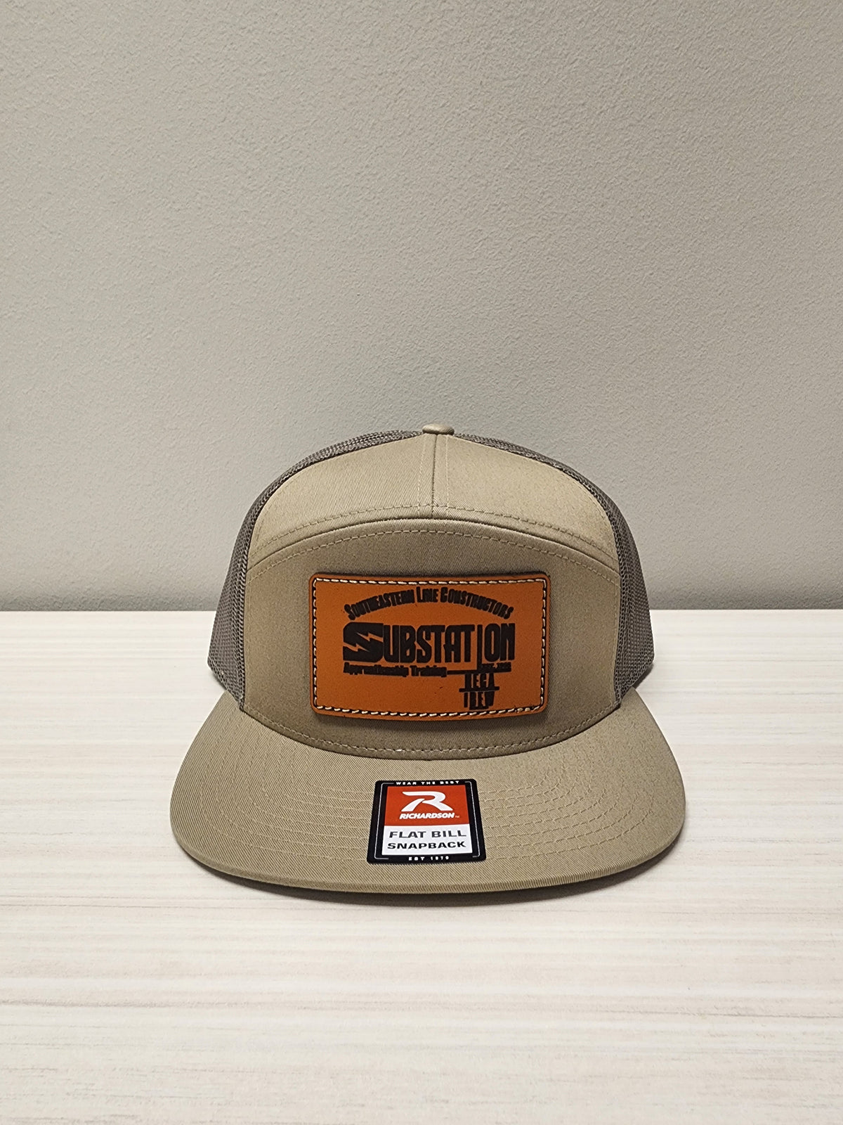 SELCAT Substation Leather Patch logo Richardson Seven Panel Trucker Cap-168