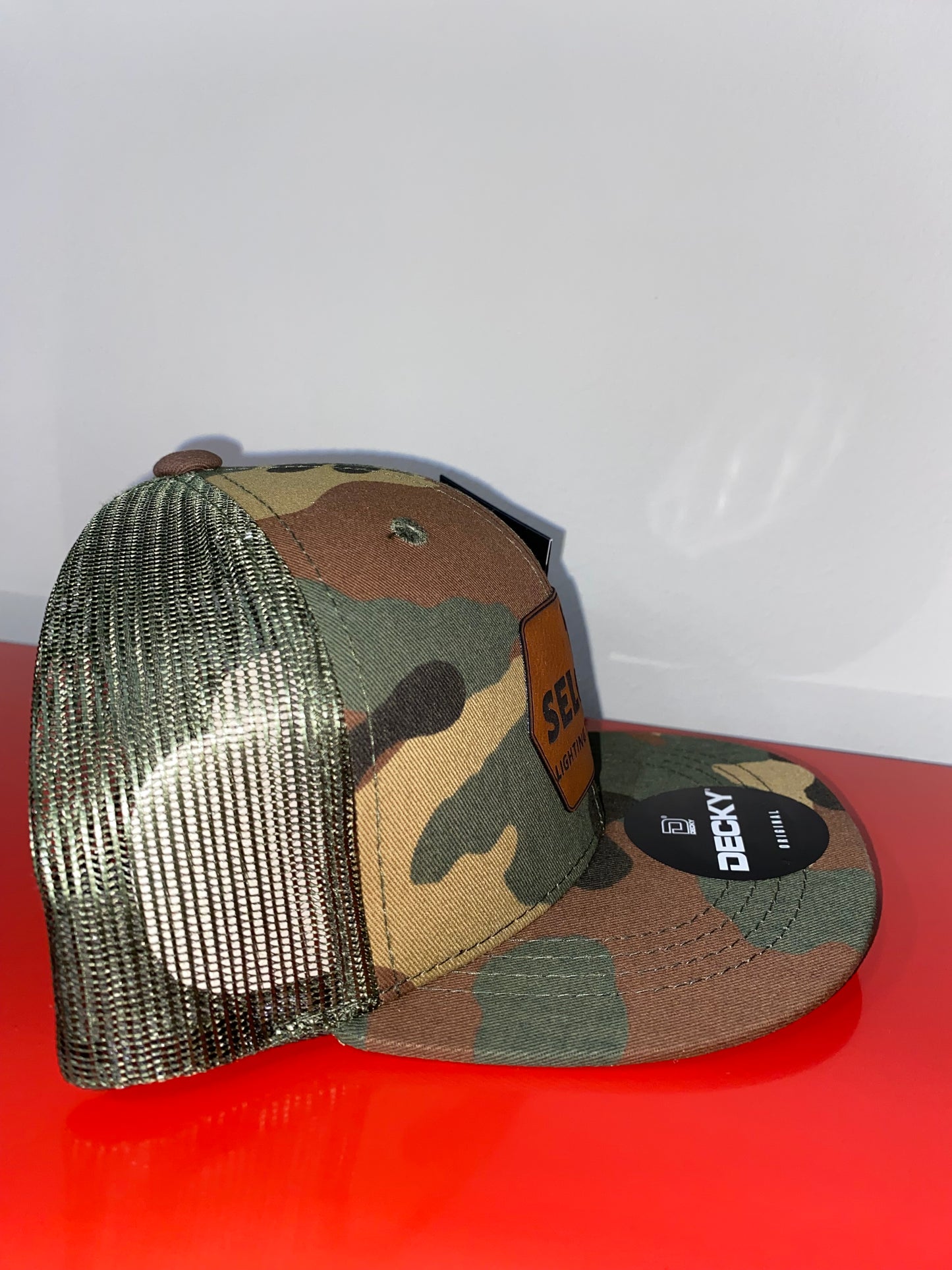 Youth Size SELCAT Lighting the Future Decky brand with leather patch Camo Hat