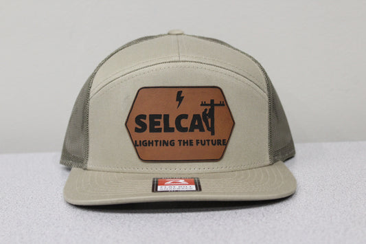 Adult Size SELCAT Leather Patch "Lighting the Future" Hat Khaki/Green